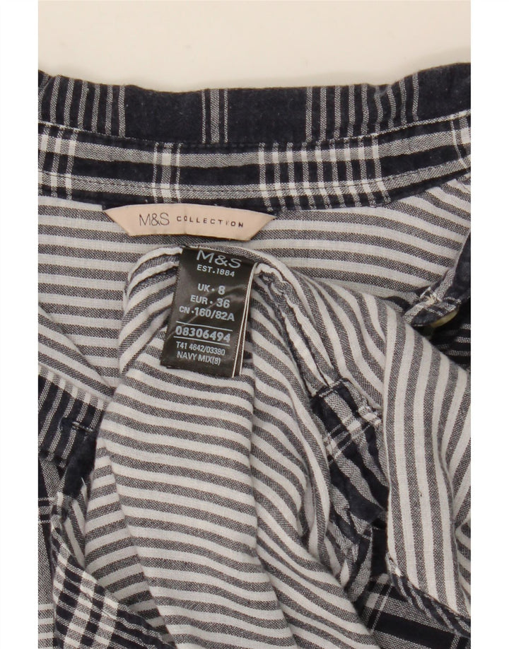 Cămașă supradimensionată pentru femei Marks & Spencer UK 8 mic din bumbac cu carouri bleumarin