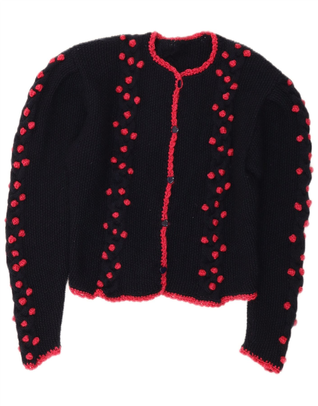 Pulover vintage cardigan crop pentru femei UK 14 Medium Bleumarin
