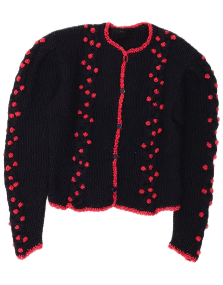 Pulover vintage cardigan crop pentru femei UK 14 Medium Bleumarin