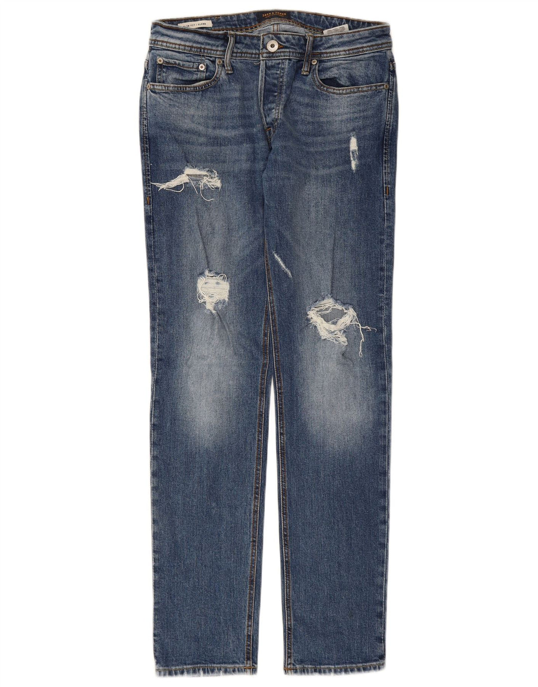 JACK & JONES Blugi subțiri învechiți GLENN pentru bărbați W31 L32 bumbac albastru