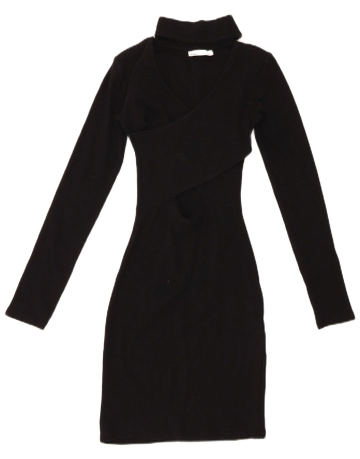 Rochie bodycon cu mâneci lungi ZARA UK 8 Bumbac negru mic