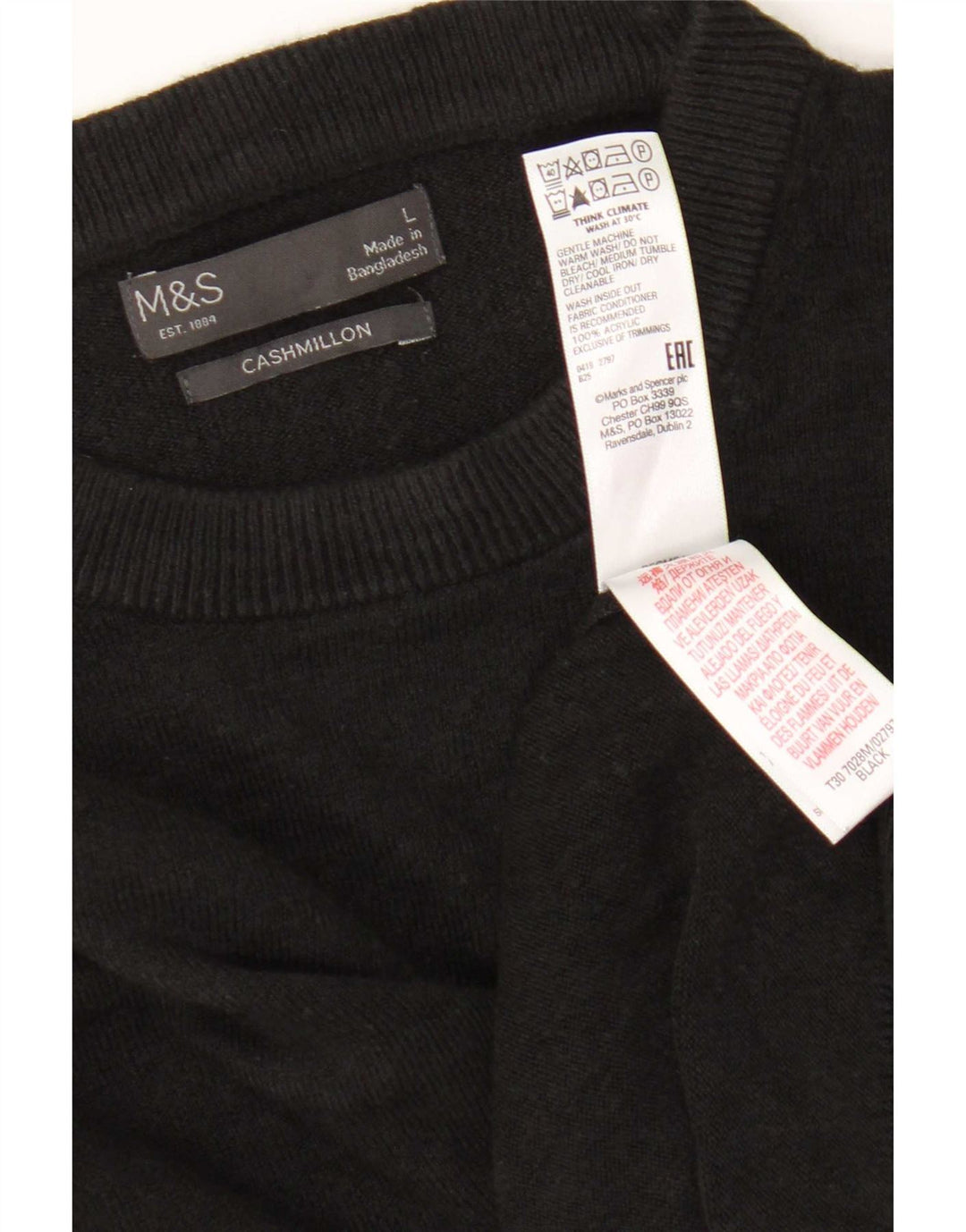 Pulover pentru bărbați Marks & Spencer cu gât roșu, mare, negru, acrilic