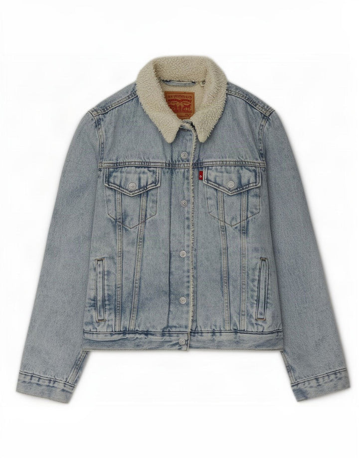 Jachetă pentru femei Levi's din denim Sherpa UK 16, mare, albastru, poliester