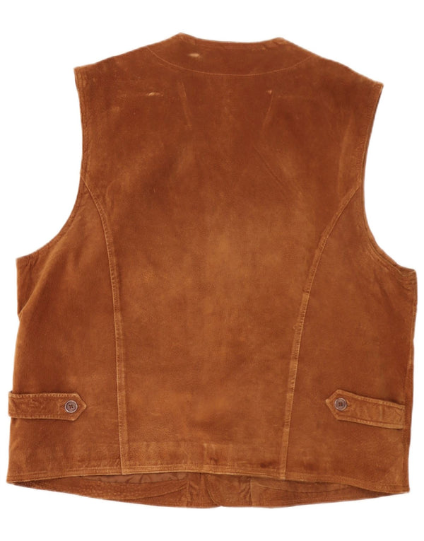 Vestă din piele intoarsa pentru barbati Front Line UK 48 2XL Piele maro