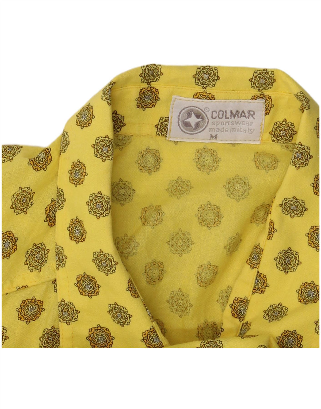COLMAR Mens Abstract Pattern Short Sleeve Pullover Shirt Medium Yellow
