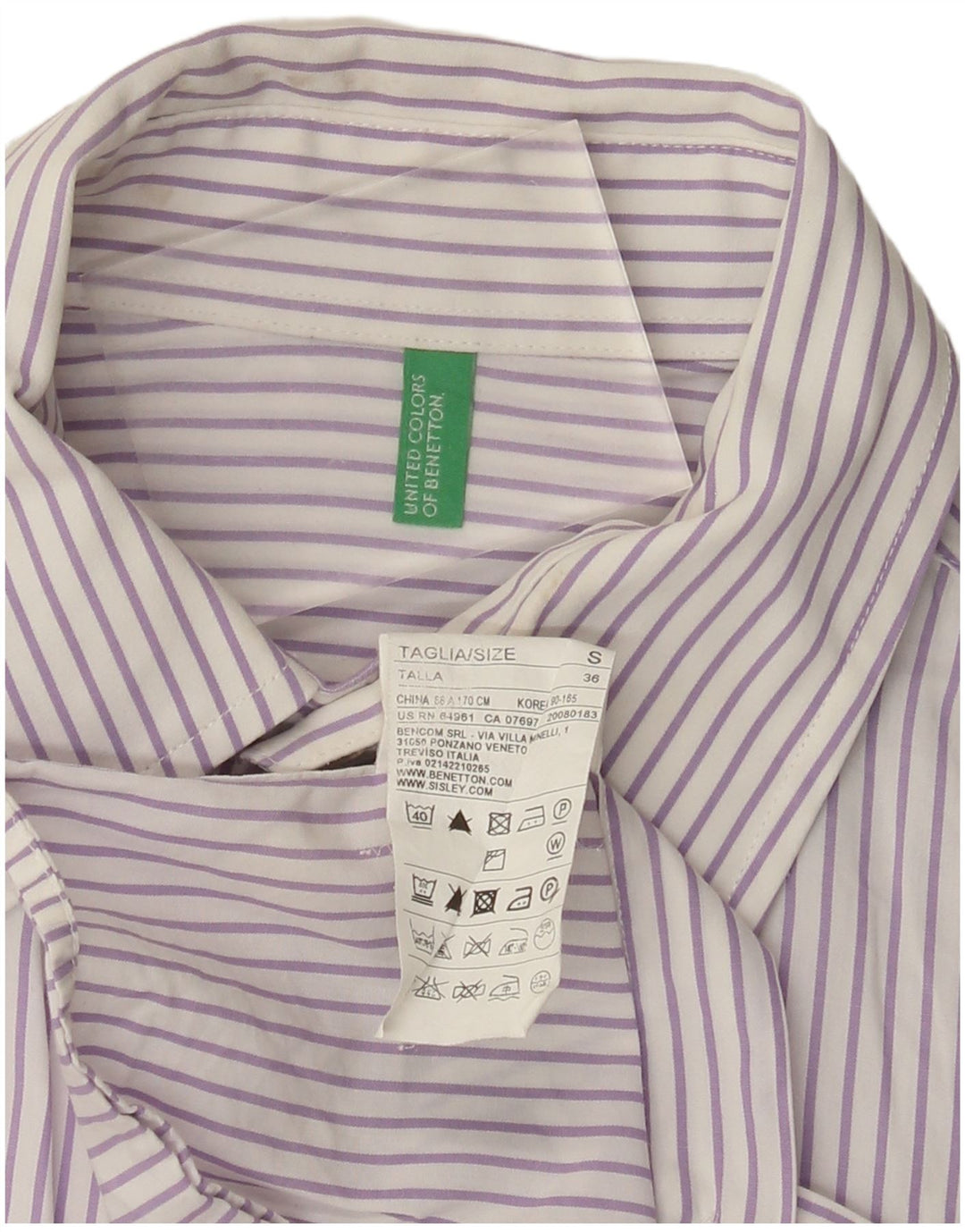 Cămașă Benetton pentru bărbați din bumbac cu dungi mov