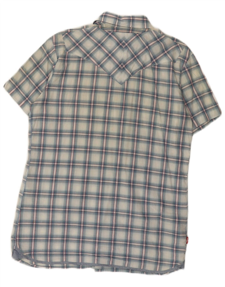 Cămașă cu mânecă scurtă Levi's pentru bărbați, bumbac cu carouri albastru mediu