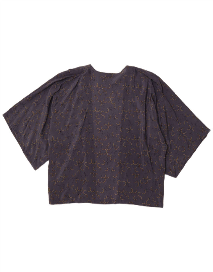 JIGSAW Top cardigan cu mânecă scurtă pentru femei UK 18 XL Mătase geometrică gri