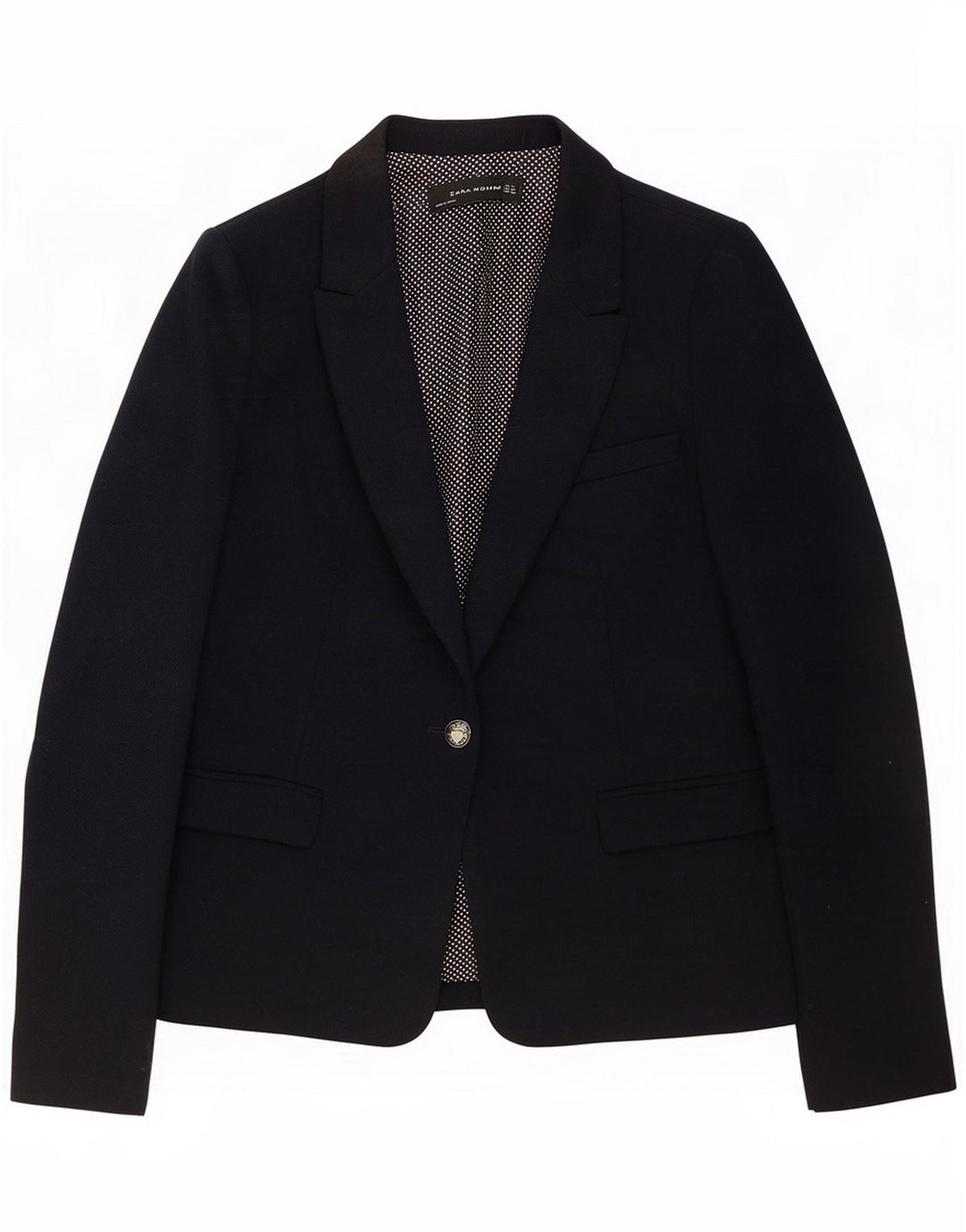 Jachetă Blazer pentru femei Zara cu 1 nasture UK 14 Medium Bleumarin Poliester