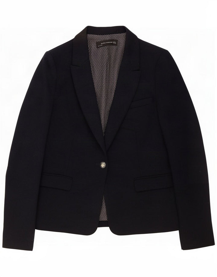 Jachetă Blazer pentru femei Zara cu 1 nasture UK 14 Medium Bleumarin Poliester