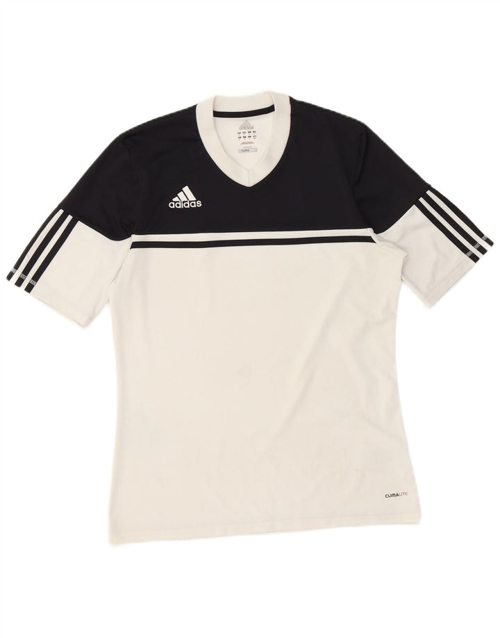 Tricou Adidas Climalite pentru bărbați Top Mediu Alb Poliester Colorblock