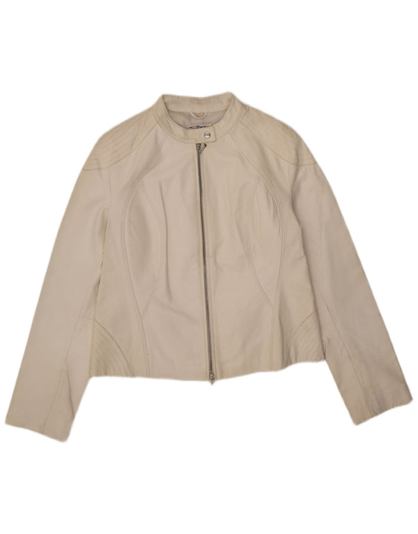 Jachetă de piele vintage pentru femei UK 14, mare, albă, din piele