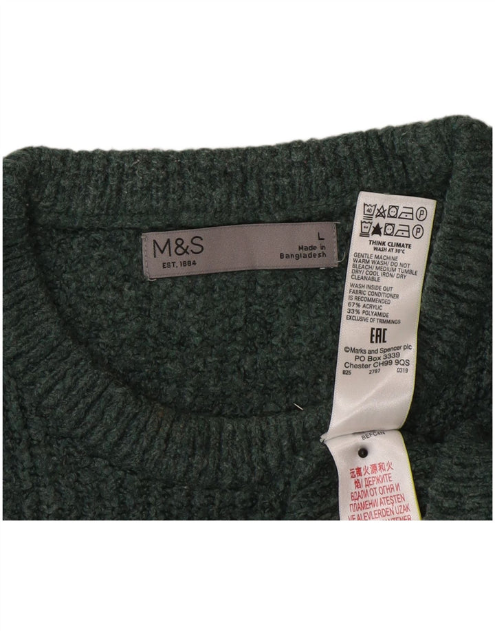 Pulover pentru bărbați Marks & Spencer, cu gât roșu, mare, verde acrilic