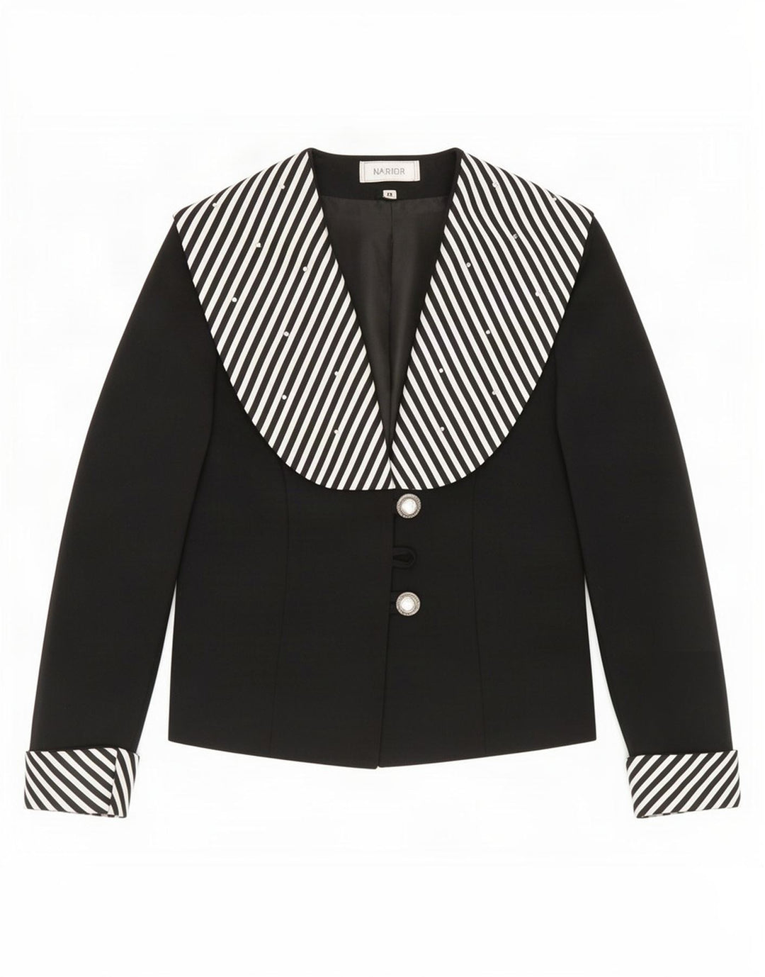 Jachetă Blazer Vintage pentru femei cu 3 nasturi UK 14 Poliester cu dungi negre medii