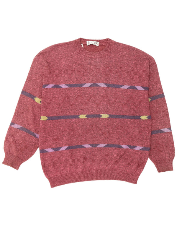 ALLORA Pulover pentru bărbați cu decolteu rotund IT 56 2XL Bumbac geometric burgundă