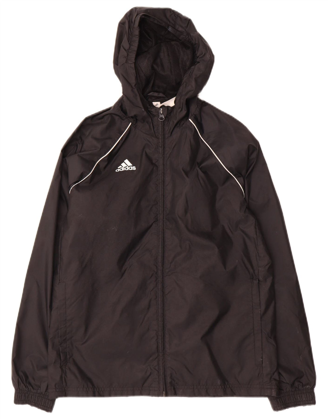 Jachetă de ploaie cu glugă Adidas pentru băieți 11-12 ani, nailon negru