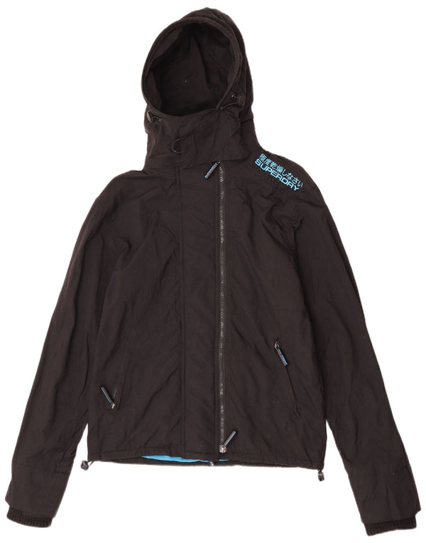 Jachetă Windbreaker pentru femei cu glugă Superdry UK 14 Medium Black Nylon