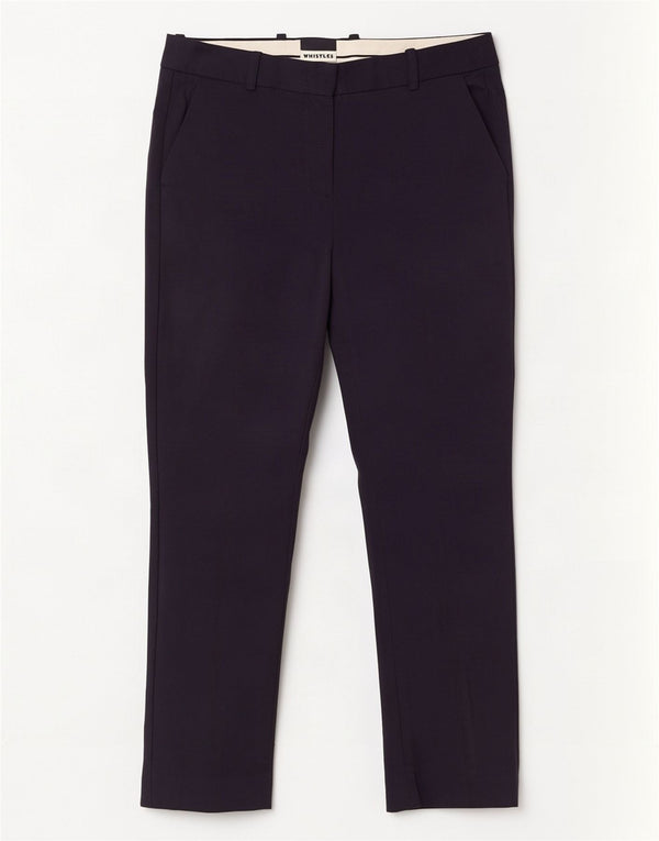 Whistles Pantaloni chino subțiri pentru femei UK 10 Mici L28 L27 Bumbac bleumarin