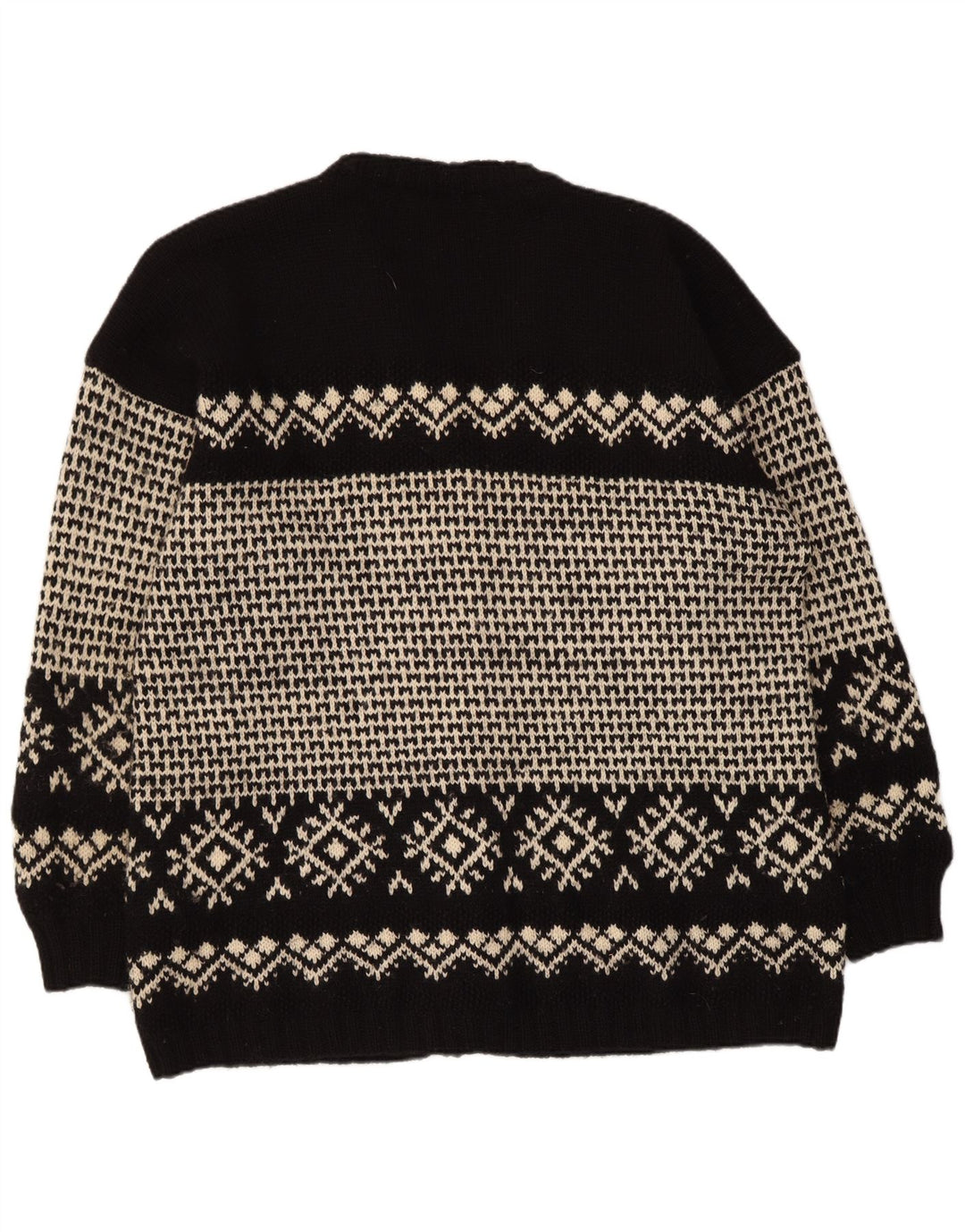 Cardigan Vintage pentru bărbați, XL, negru, Fair Isle
