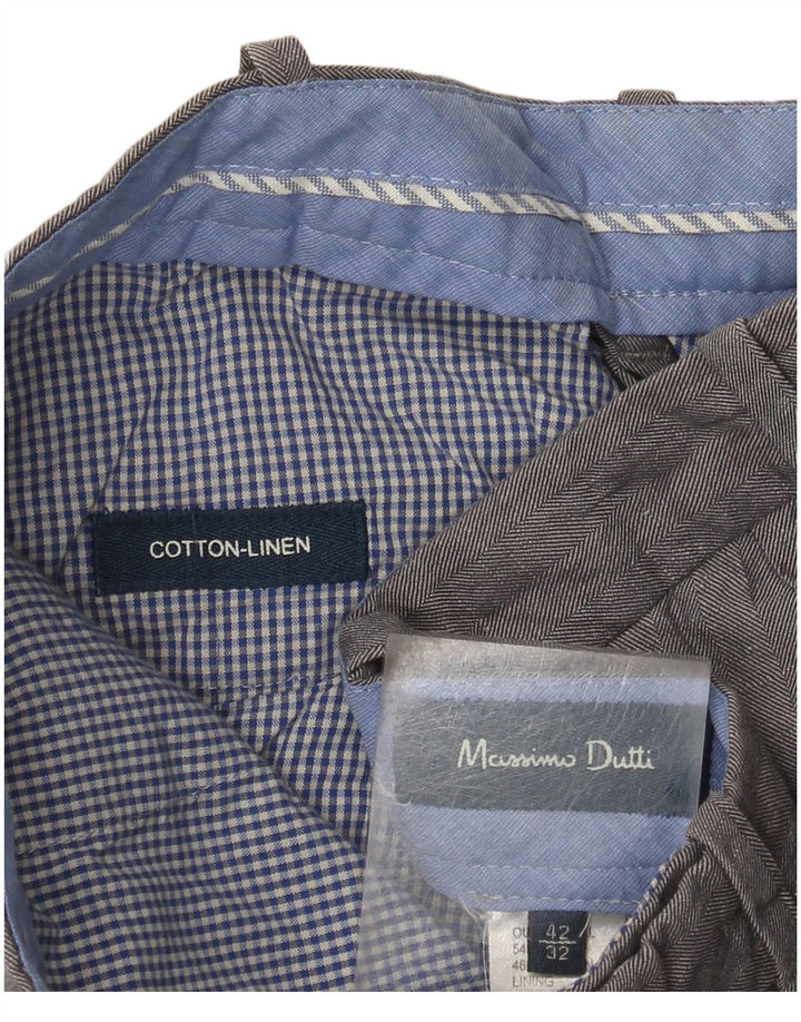 Massimo Dutti Pantaloni de costum subțiri pentru bărbați EU 42 L32 L32 L32 Gri Herringbone