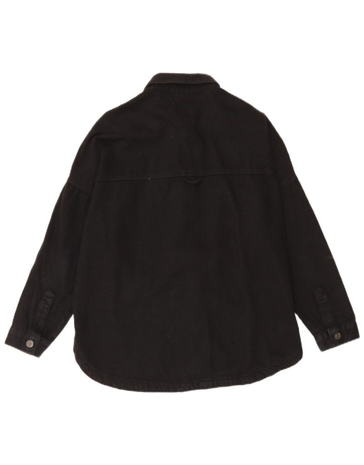 ZARA Womens Oversized Denim Shirt UK 10 Small Black Cotton
