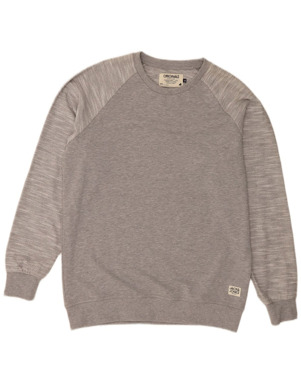 Jack & Jones Mens Sweatshirt Jumper XL Grey Flecked Polyester