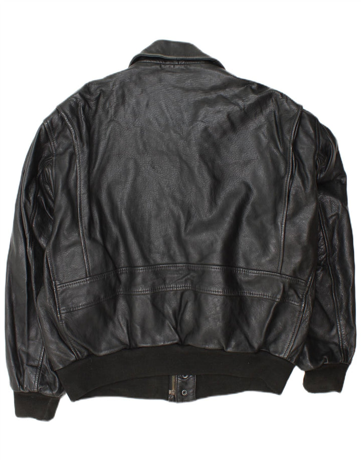 Jachetă militară din piele vintage pentru bărbați UK 42 XL din piele neagră