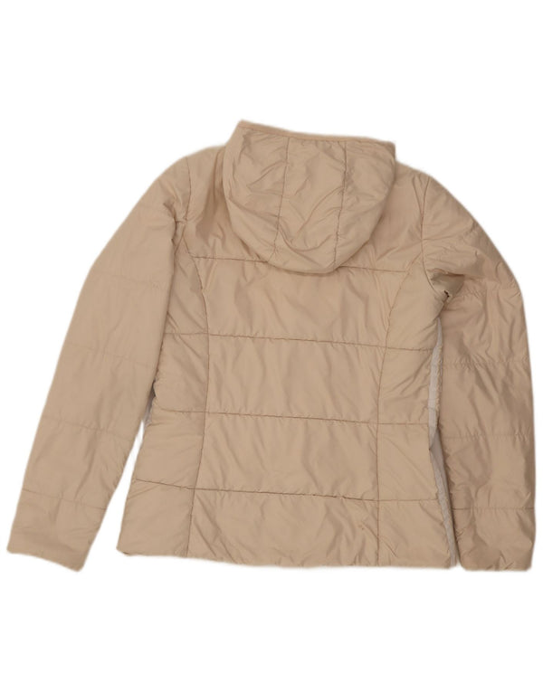 Jachetă căptușită cu glugă Adidas pentru femei UK 14 Poliester alb mediu mediu