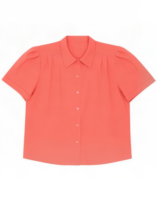 Vintage Bluză cămașă cu mânecă scurtă pentru femei UK 16 Large Pink