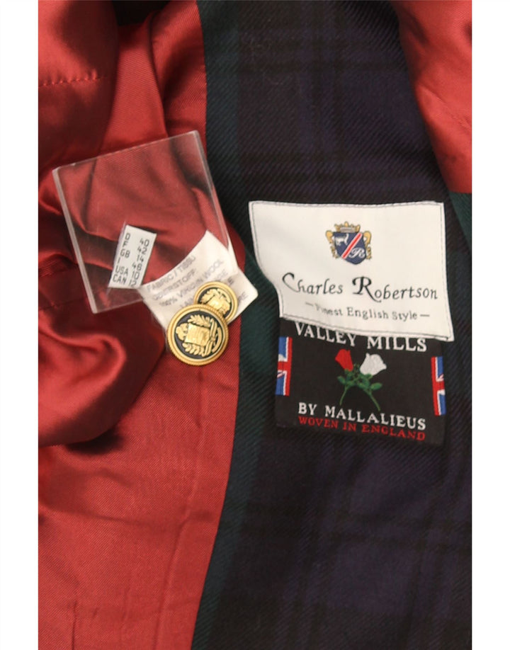 Sacou blazer pentru femei Charles Robertson, cu 3 nasturi, UK 14, carouri mare, albastru bleumarin