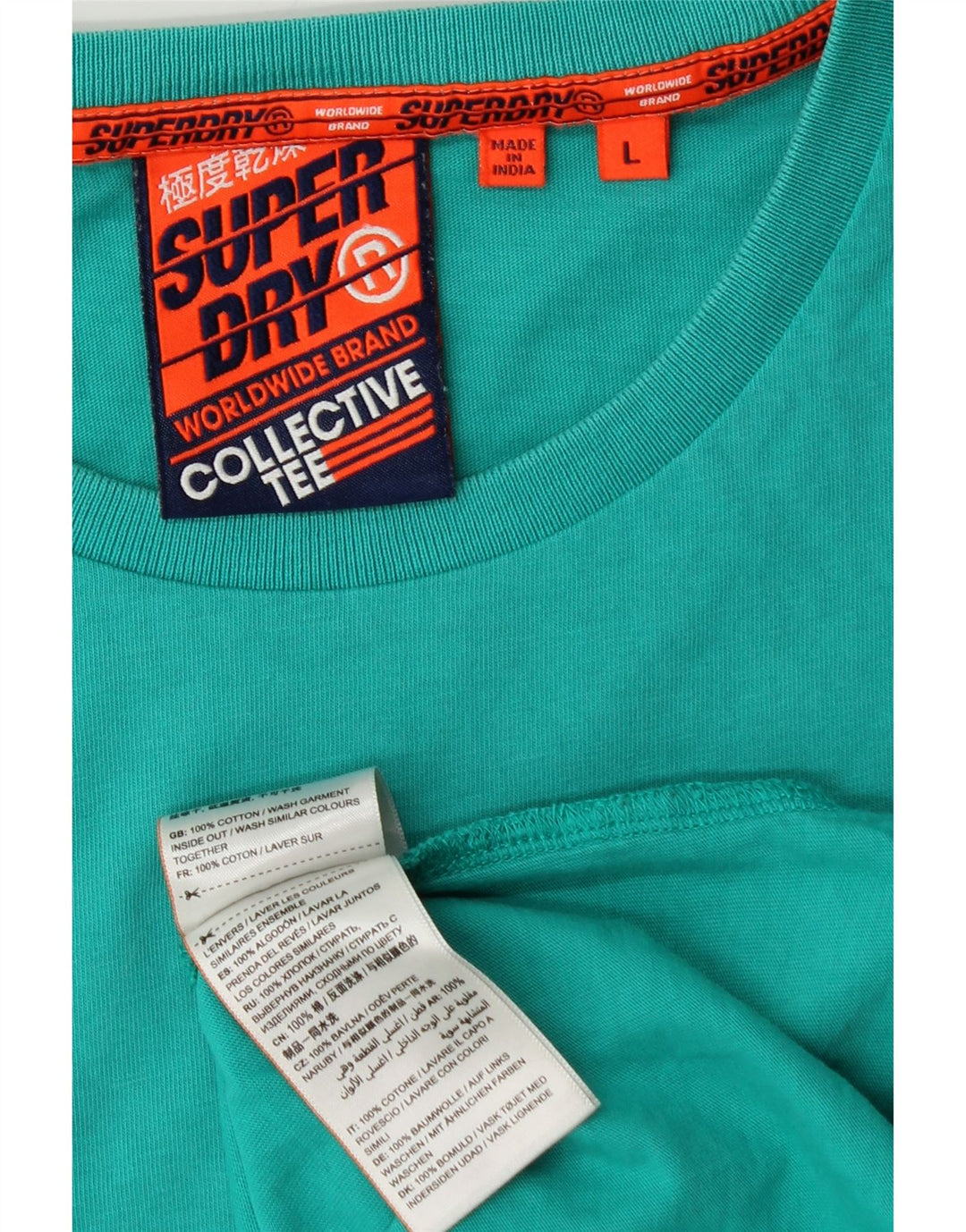 SUPERDRY Tricou Bărbați Top Mare Turcoaz Bumbac