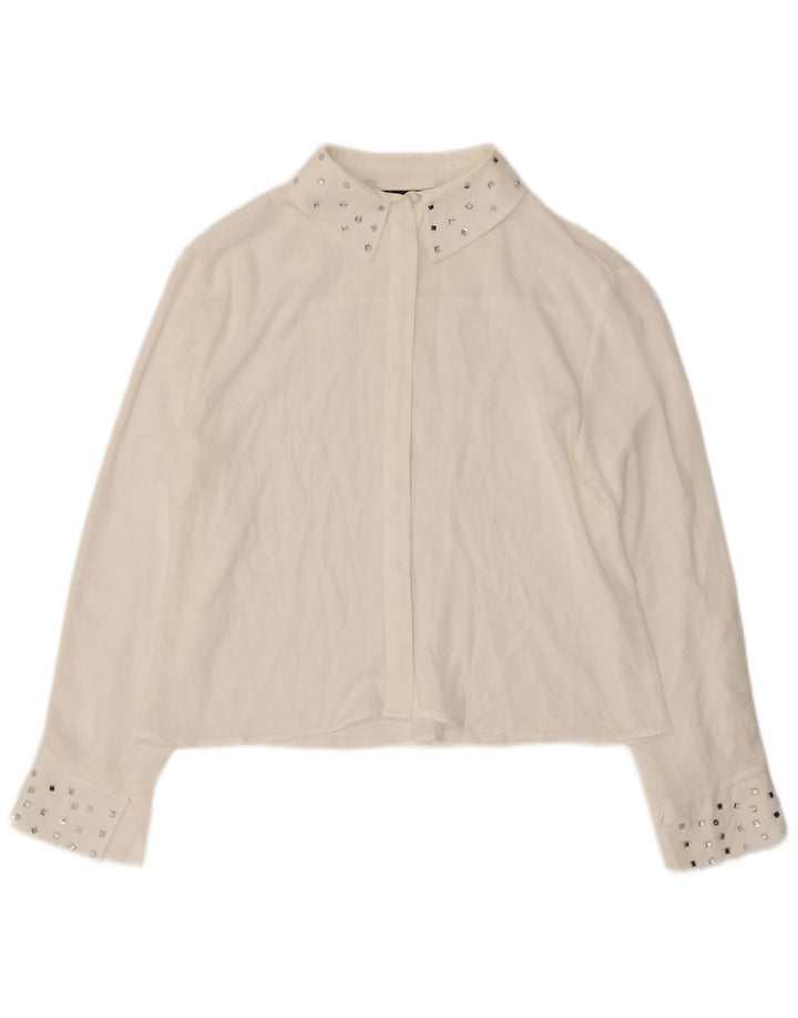 Cămașă loose-fit Zara pentru femei UK 10 Small Off White Modern