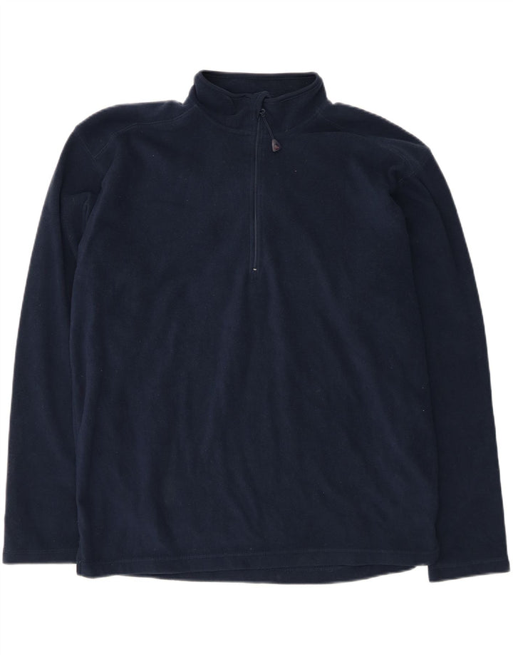 RUSSELL ATHLETIC Mens Zip Neck Fleece Jumper XL Navy Blue Polyester Vintage Russell Athletic and Second-Hand Russell Athletic from Messina Hembry 