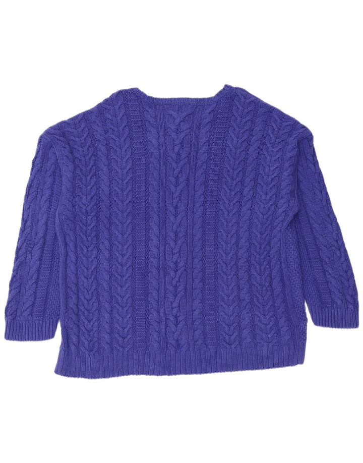 RALPH LAUREN Pulover pentru femeie cu gât de barcă, UK 22 3XL, bumbac albastru