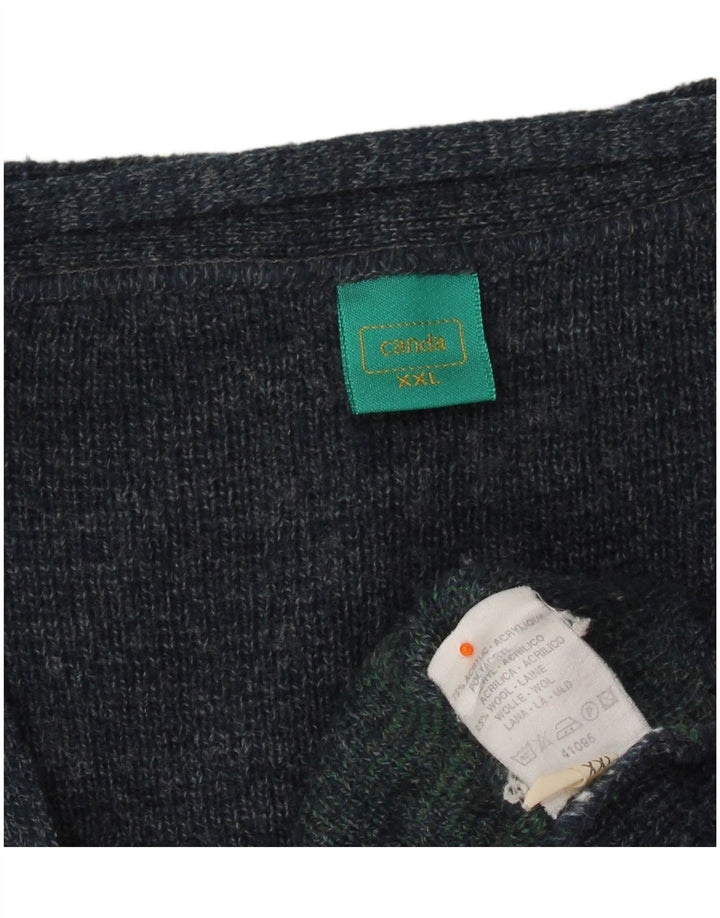 Pulover cardigan pentru bărbați CANDA 2XL, albastru marin Argyle/Diamond Acrylic