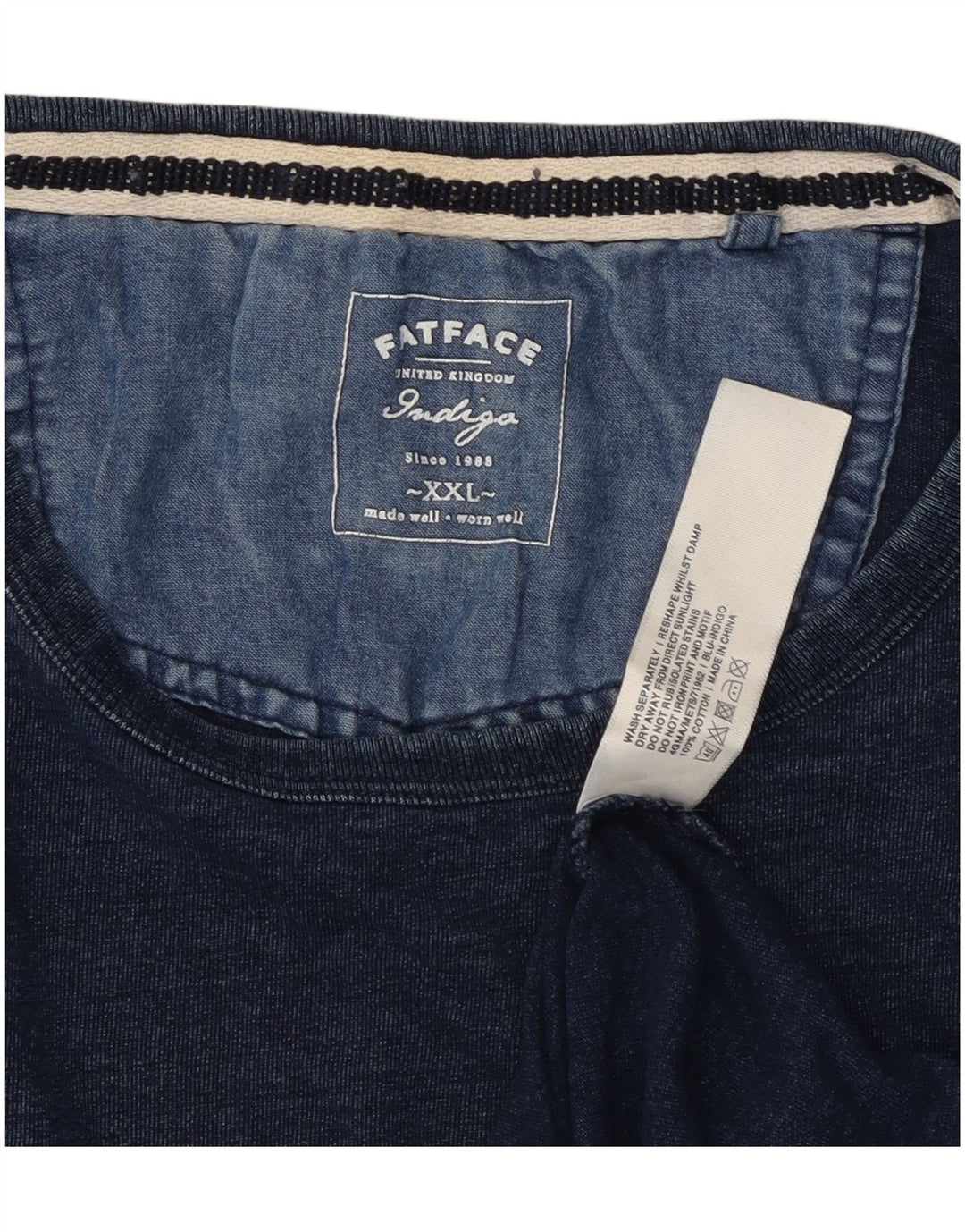 Tricou pentru bărbați Fat Face Indigo Top 2XL Bumbac bleumarin