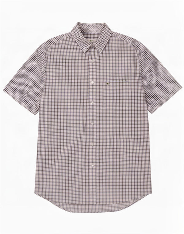 Camasă Lacoste cu mânecă scurtă pentru bărbați, cu tăiere obișnuită Mărimea 43 mare, albastru Gingham