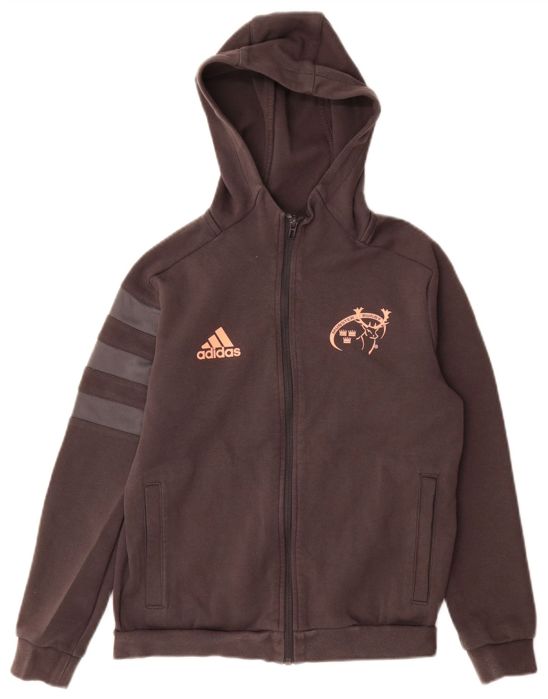 Pulover ADIDAS pentru fete Munster Rugby, cu fermoar, 11-12 ani, bumbac gri