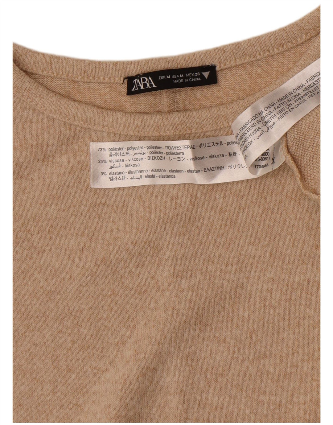 Rochie în formă de A cu mânecă lungă pentru femei Zara UK 12 Medium Bej Poliester cu pături