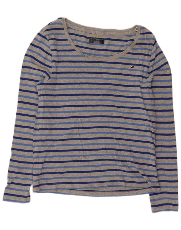Top pentru femei Tommy Hilfiger cu mânecă lungă UK 14 mare bumbac cu dungi gri