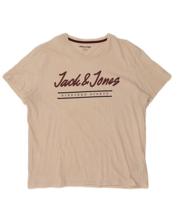 Tricou grafic Jack & Jones pentru bărbați Top 2XL bumbac alb