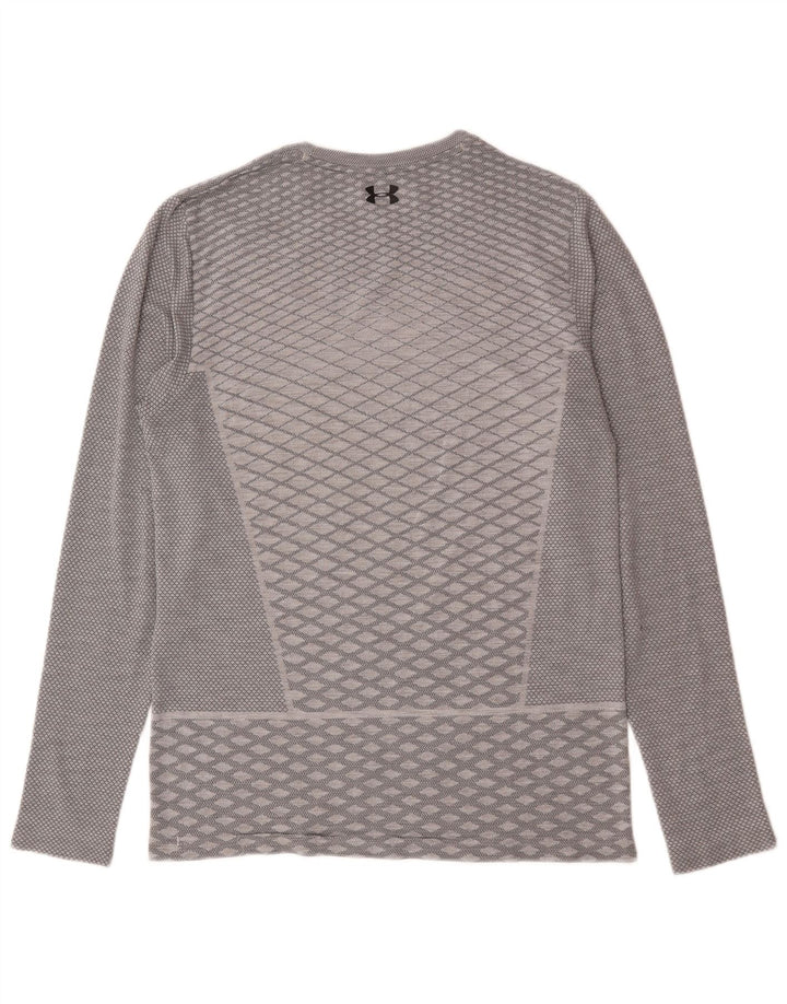 Under Armour pentru bărbați Heat Gear Top cu mânecă lungă, gri mediu, geometric
