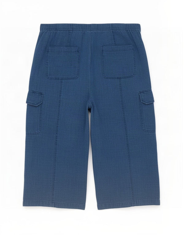 Marks & Spencer Pantaloni tăiați pentru femei cu talie înaltă UK 20 2XL W40 L24 Albastru