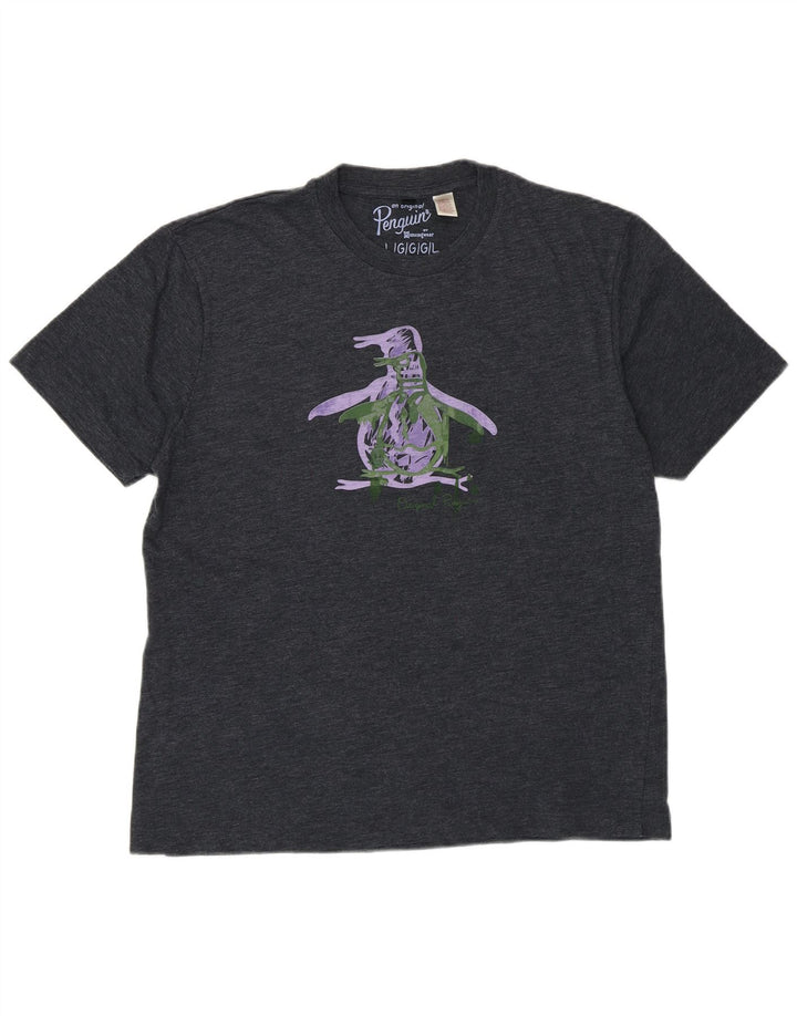 Tricou grafic pentru bărbați Penguin Top mare bumbac gri