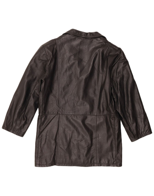 Jachetă vintage din piele cu 3 nasturi pentru femei IT 50 XL din piele neagră