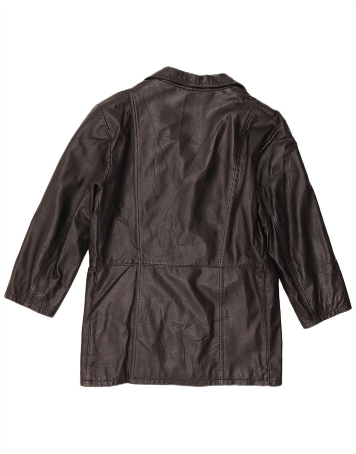 Jachetă vintage din piele cu 3 nasturi pentru femei IT 50 XL din piele neagră