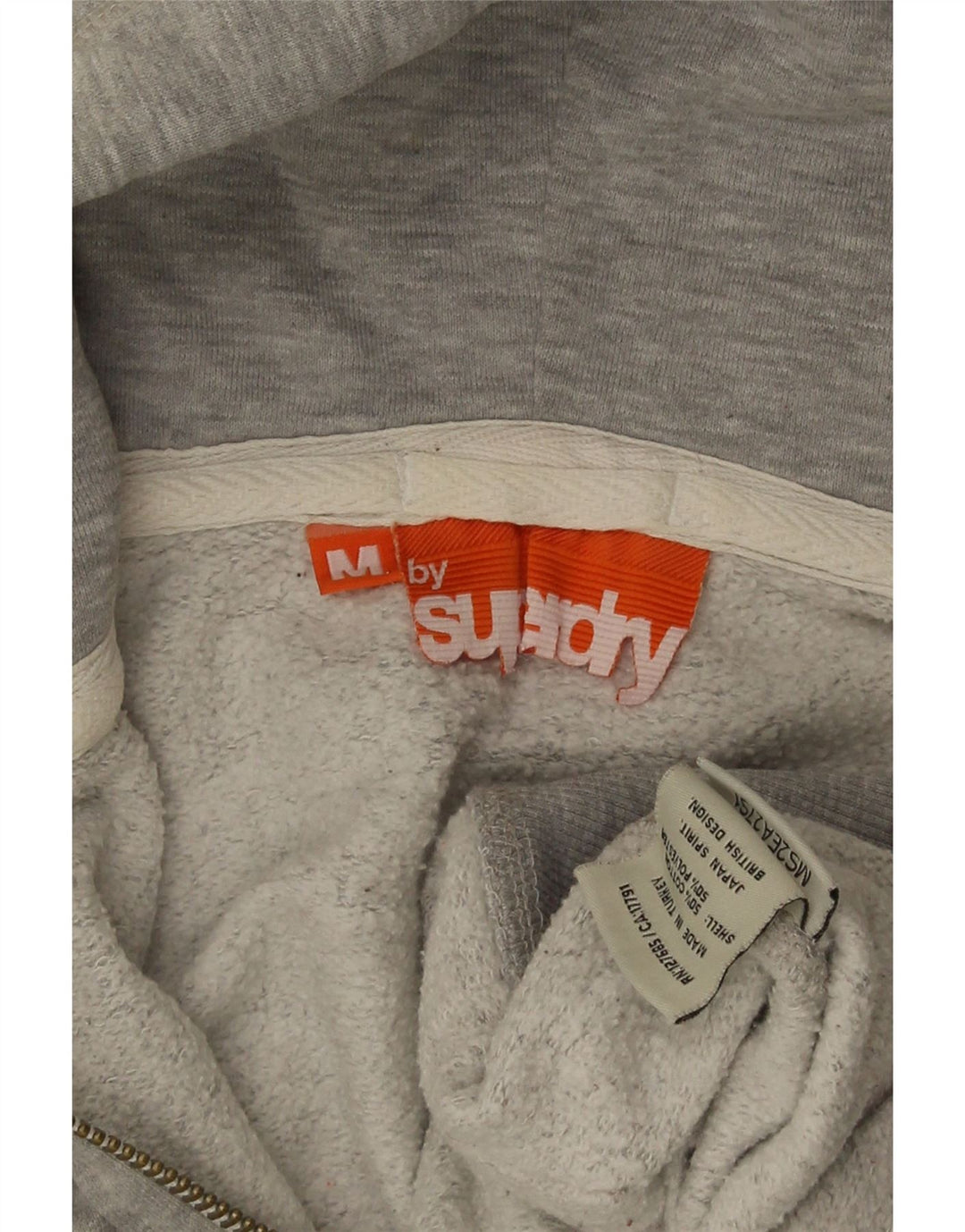 Pulover Superdry pentru bărbați, cu fermoar, bumbac cu pete, gri mediu