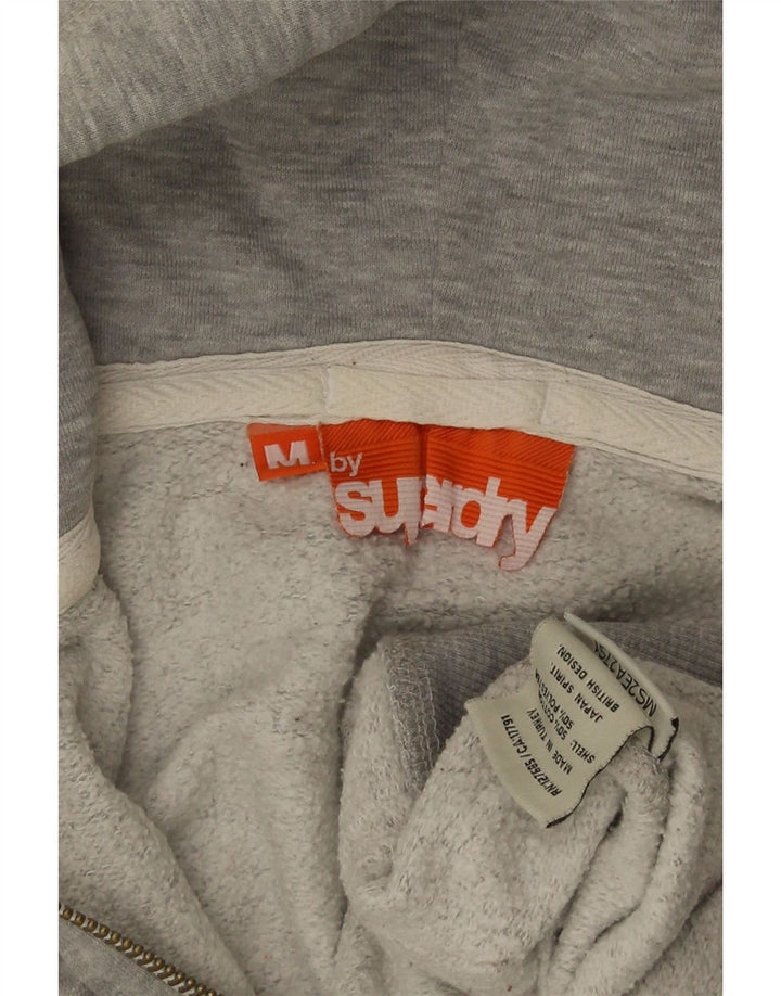 Pulover Superdry pentru bărbați, cu fermoar, bumbac cu pete, gri mediu