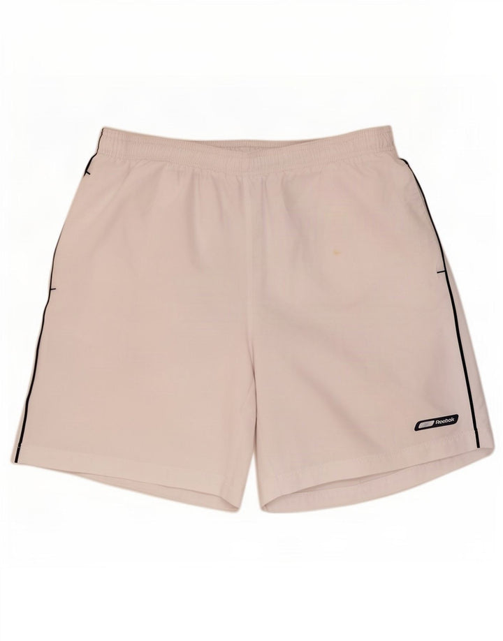 Pantaloni scurți sport Reebok pentru bărbați, mari, alb, din poliester