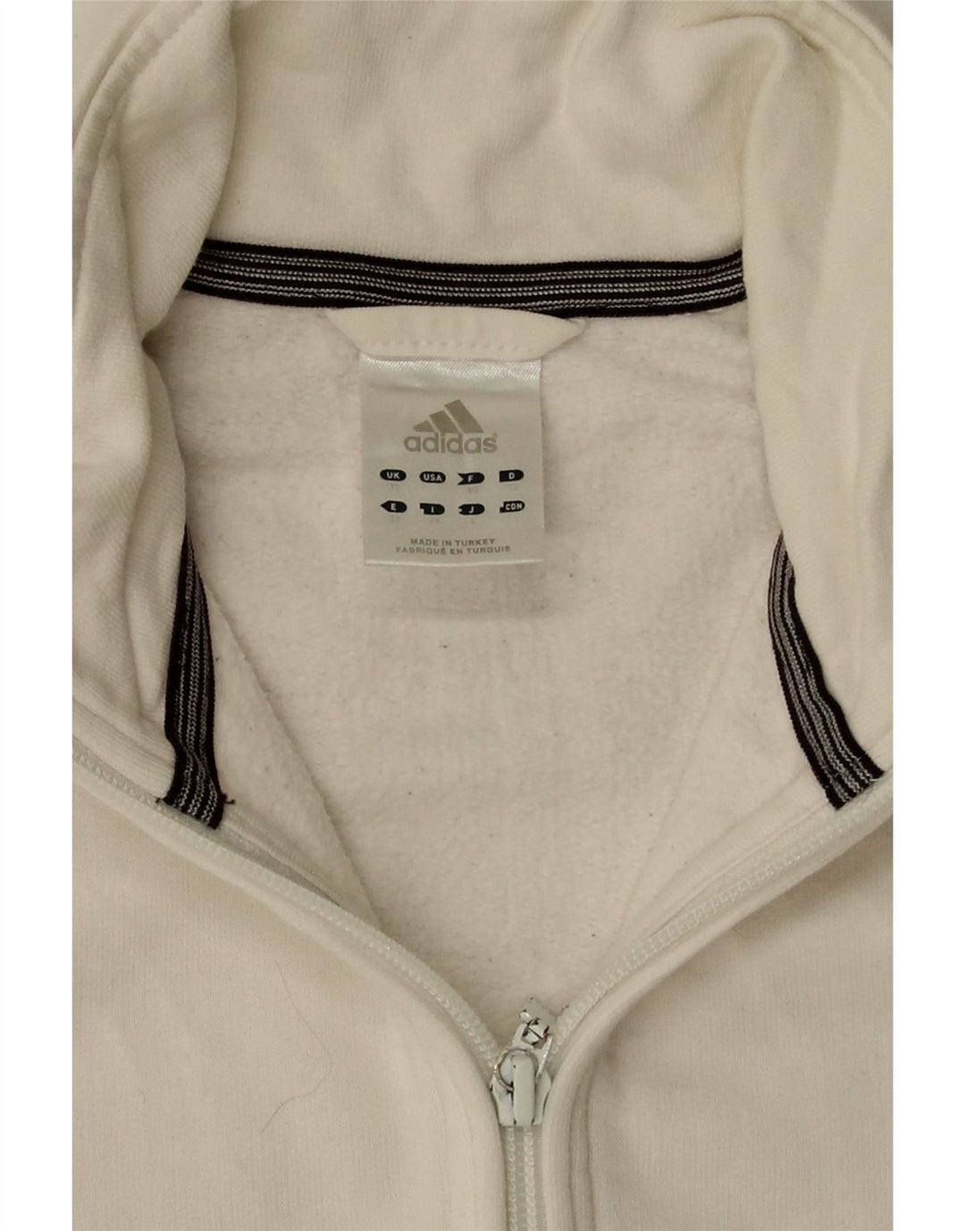 Jachetă de trening pentru femei Adidas UK 12, bumbac alb mediu